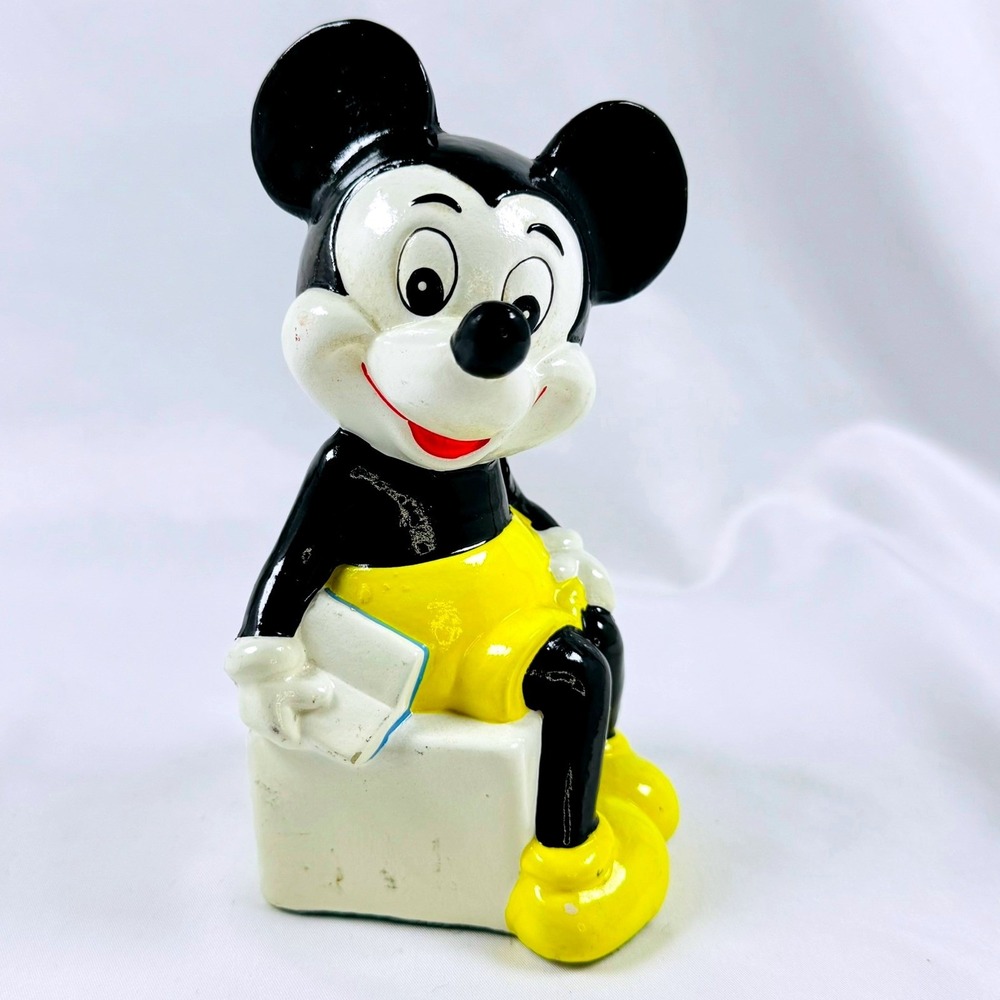 Vintage Schmid Mickey Mouse Ceramic Bookend Walt Disney Prod Japan Collectible